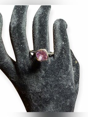 Sima K SKJ Sterling Silver 925 Amethyst Cushion Cut Heart Ring Size